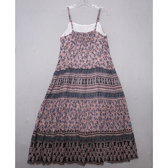 Chaps Dress XL Midi Beachy Vacation Boho‎ Comfort Flowy Smocked Adjustable Strap - Picture 2 of 12